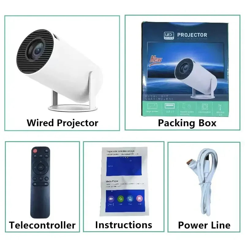 Full HD 1080P HY200 Portable Projector 270 Degree Rotation Technology Android iOS PC Compatibility USB HDMI Input Video