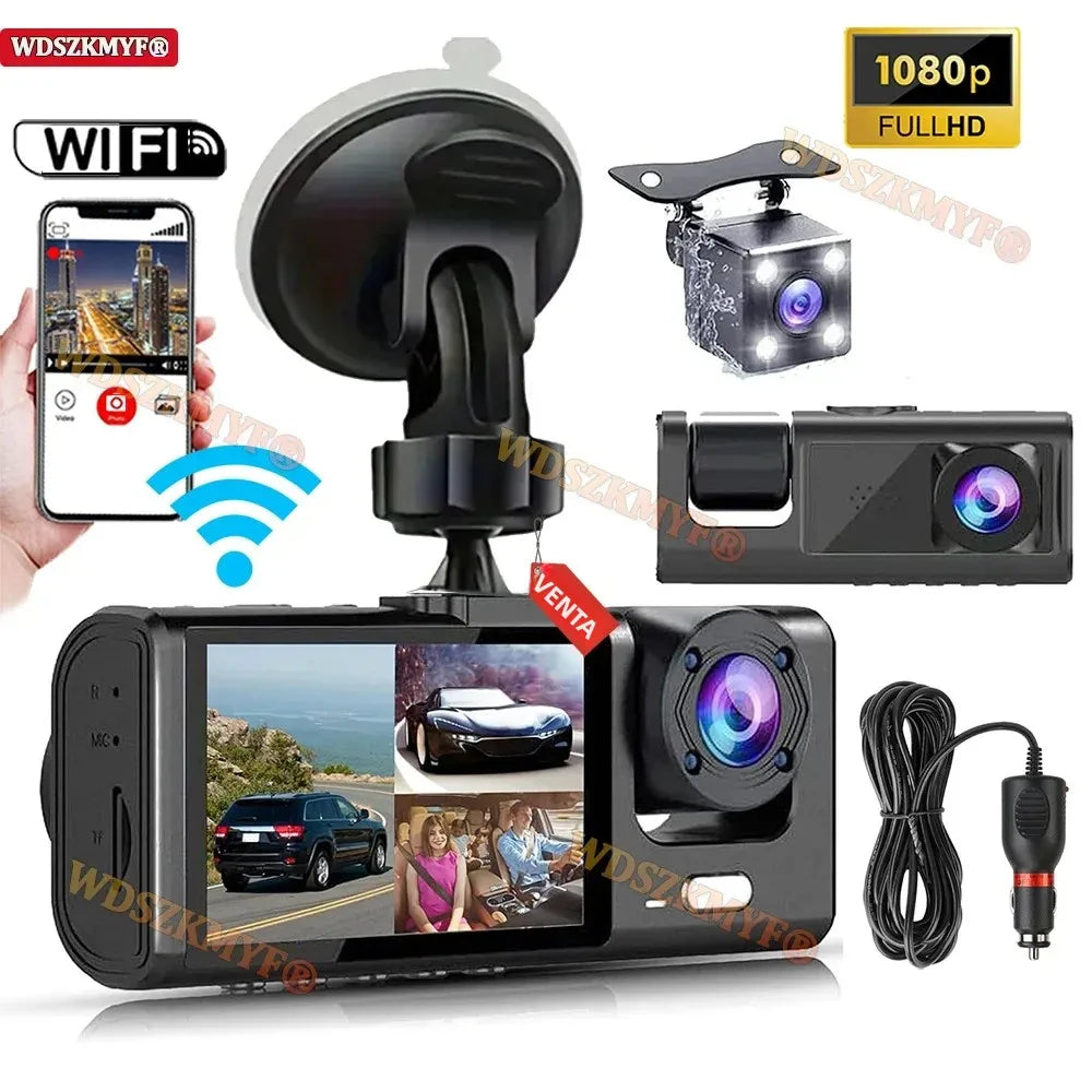 WIFI APP Control Car Dvr 2/3 Channel 1080P Dash Cam for Cars Front Rear View Recorder Video Car Camera for Car Assecories