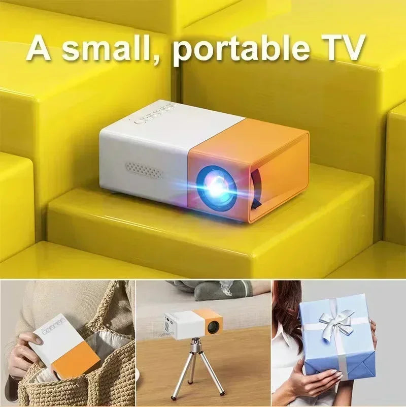RUSMR New YG300 Mini LED Projector Yg300 Upgraded Version 1000 Lumen 320x240P HDMI-compatible USB Audio Home Media Player
