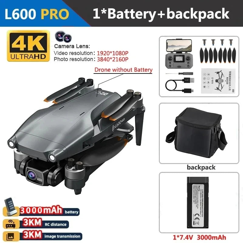 L600 PRO MAX GPS Drone Professional 4K 3-Axis PTZ HD Dual Camera Obstacle Avoidance Brushless Motor 5G WIFI RC Quadcopter Toys