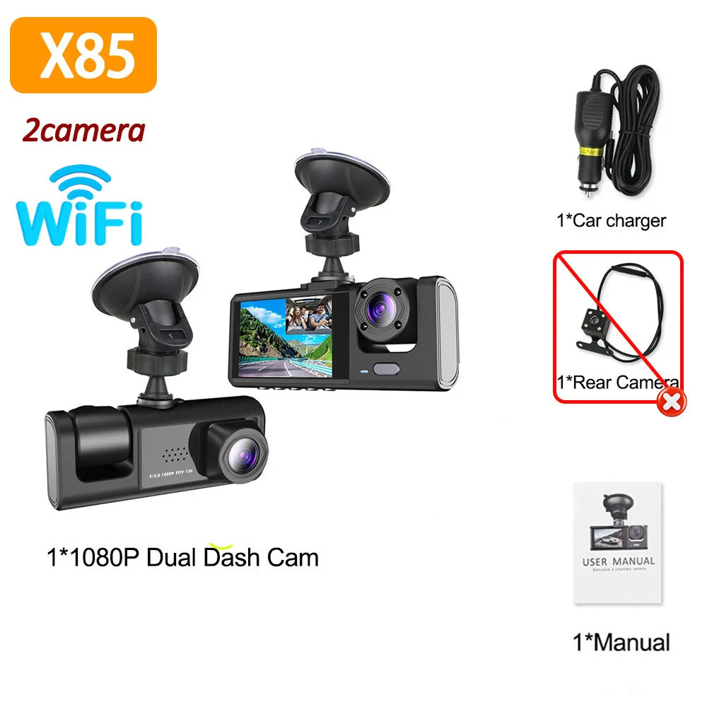 WIFI APP Control Car Dvr 2/3 Channel 1080P Dash Cam for Cars Front Rear View Recorder Video Car Camera for Car Assecories