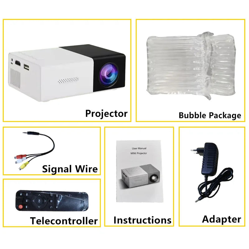 RUSMR New YG300 Mini LED Projector Yg300 Upgraded Version 1000 Lumen 320x240P HDMI-compatible USB Audio Home Media Player