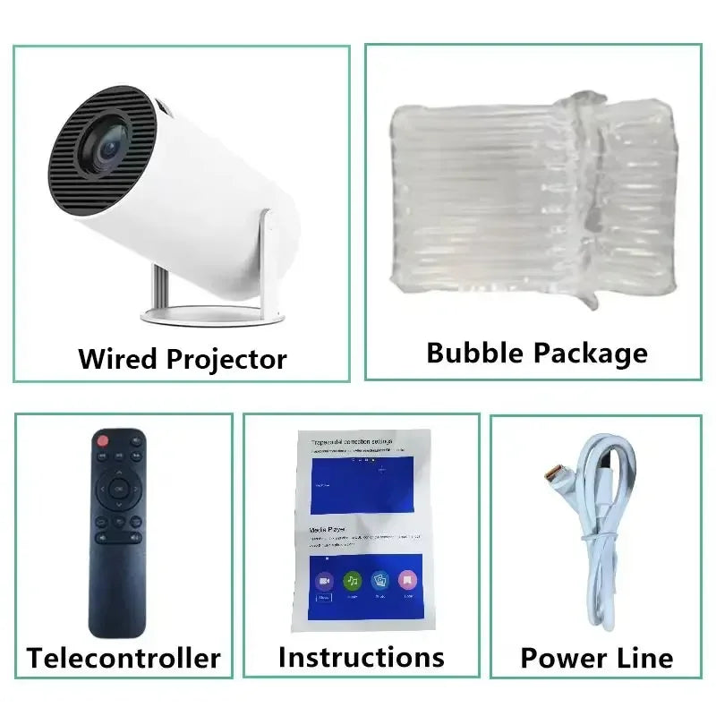 Full HD 1080P HY200 Portable Projector 270 Degree Rotation Technology Android iOS PC Compatibility USB HDMI Input Video