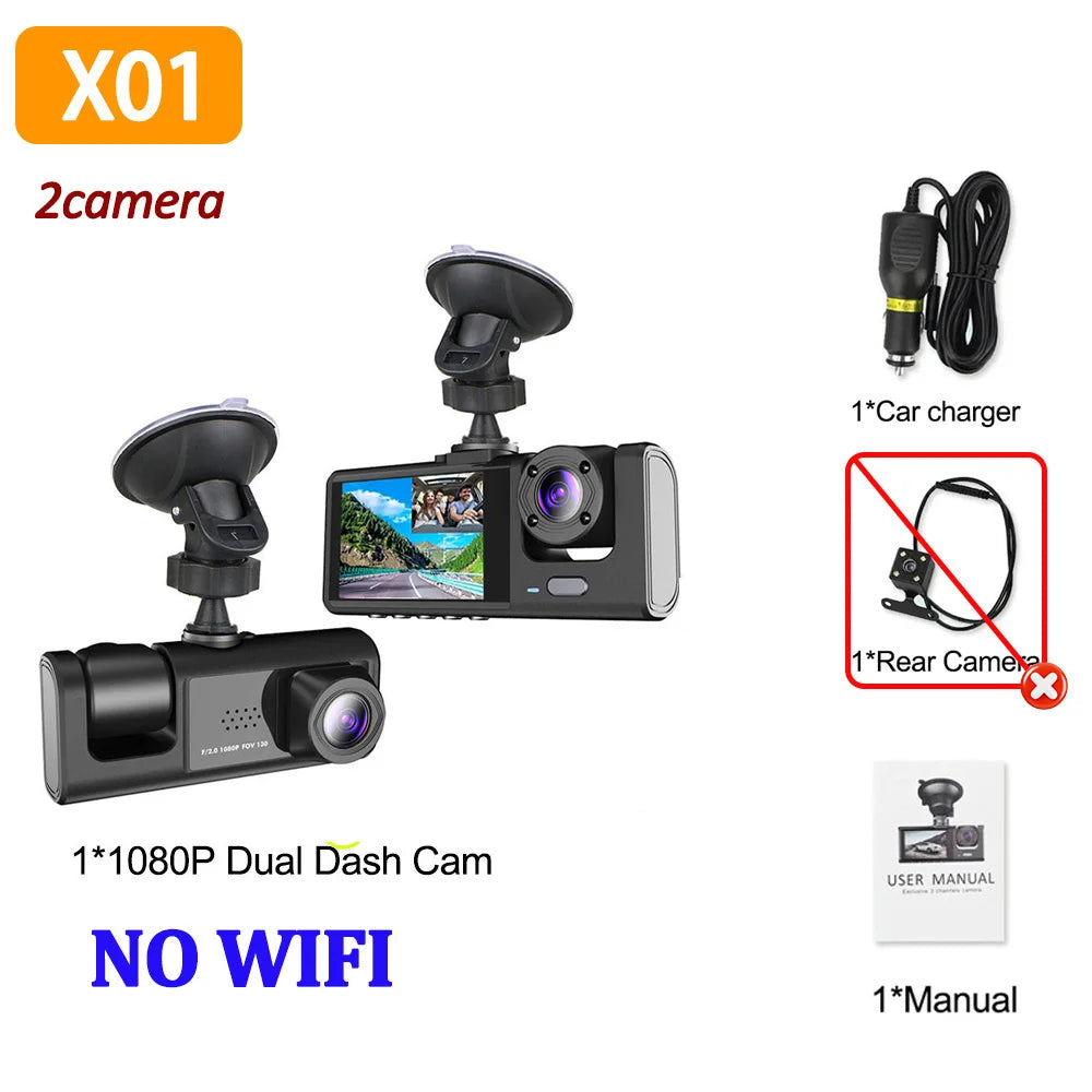 WIFI APP Control Car Dvr 2/3 Channel 1080P Dash Cam for Cars Front Rear View Recorder Video Car Camera for Car Assecories